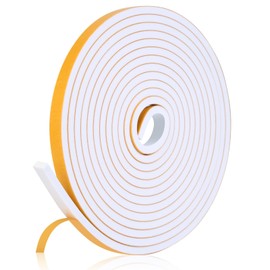 16Feet Weather Stripping Seal (1/2 Inch X 1/4 Inch) for Door Window, High Density Foam Tape, Soundproofing, Insulation Strip, Door Sealers for Door Frame- White