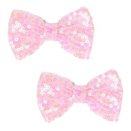 Love Fairy 3-Inch Glitter Bow Hairpin - Sparkling Sequin Bow Tie Hair Clip for Girls,Teens, and Women (Light Pink)