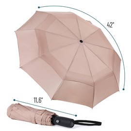 Mr. Pen- Windproof Travel Umbrella, Nude Beige, Automatic Umbrellas for Rain, Compact Umbrella, Travel Umbrella Compact, Umbrella Windproof Umbrella, Umbrellas for Rain Windproof, Portable Umbrella
