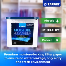 ZARPAX Moisture Absorber Activated Charcoal 18 oz/510g | Removes Moisture, Damp, Humidity & Odors | Odor Absorber | Moisture Trap for Bathroom, Closet, Kitchen & Small Spaces | Set of 6