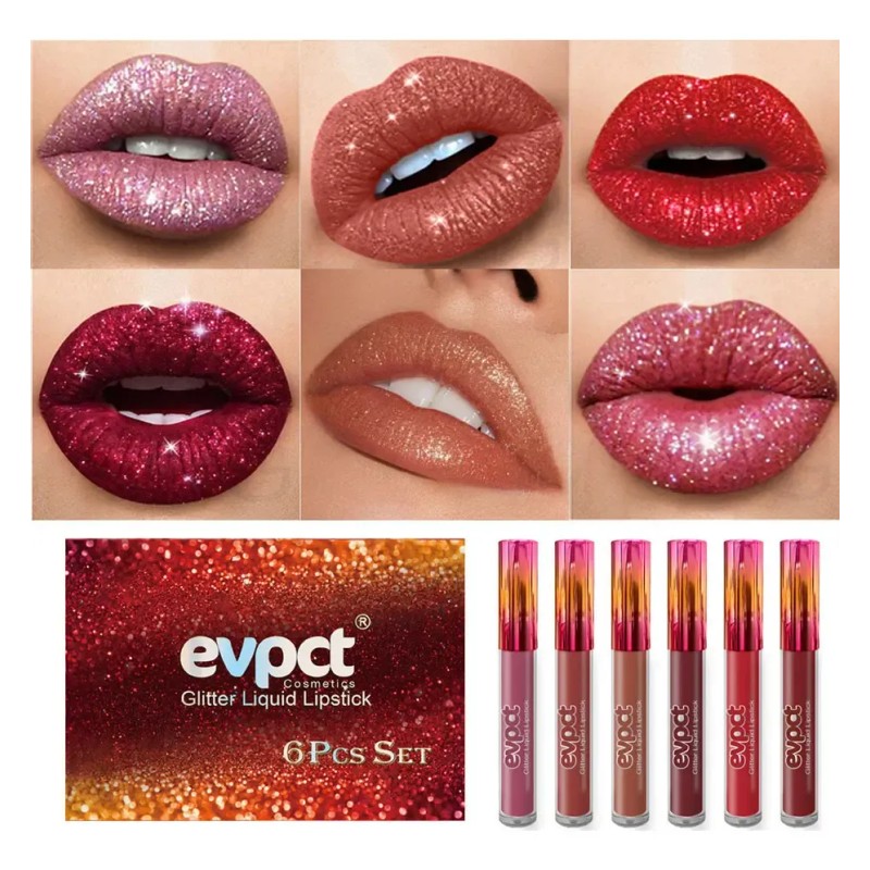 Set De Pintalabios Líquidos Lip Glosses, Mate A Purpurina,