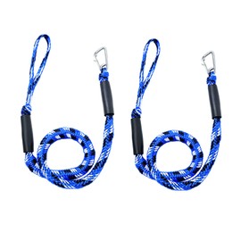 NIUTRIP Bungee Dock Line with Stainless Steel Clip Boat Rope Mooring String with Foam Float for Docking,Kayak,Watercraft,SeaDoo,Jet Ski,Canoe,Pontoon Boat Accessories,4-5.5ft,2 Pack(Blue&White)