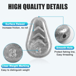 OROOTL No Roll Sinker Fishing Weights Sinkers, Flat Inline Sinkers Catfish Weights No Snag Slip Sinkers Saltwater Surf Fishing Weights Gear Tackle for Catfishing Rig