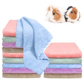 Tierecare 15Pcs Guinea Pig Blankets Small Animal Fleece Bedding Washable Cage Liner Ultra Soft Hedgehog Pad Sleep Mat Ferret Beds Cage Accessories for Rat