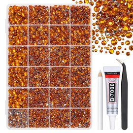 qiipii Orange Red Crystal Resin Rhinestones w B7000 Jewelry Glue for Bedazzling Crafting 2mm 3mm 4mm 5mm 6mm Flatback Stones Diamonds Crystals Gems for Nails Face Eyes Makeup Tumblers Bottles Crafts