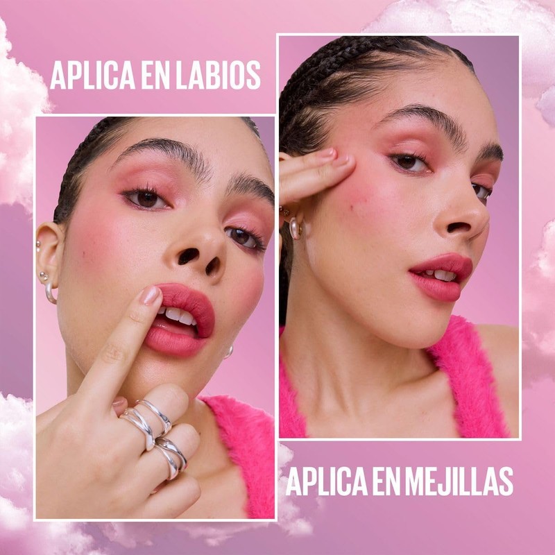 Maybelline Cloudtopia Blush para mejillas y labios,14H, tono rosa iluminada