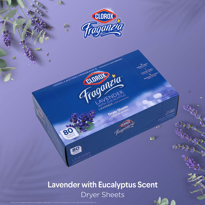 Clorox Fraganzia Fabric Softener Dryer Sheets, Lavender Scent - Wrinkle