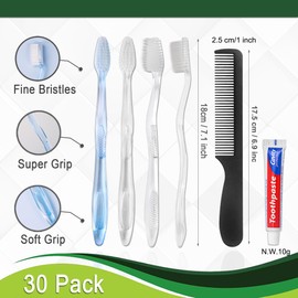 HQSLsund 50 Pack Disposable Toothbrushes with Toothpaste and Comb for Homeless Individually Wrapped,10g Travel Toothpaste,7inch Black Hair Comb, Bulk Toothbrush for Hotel,AirBnb,Shelter,Charity