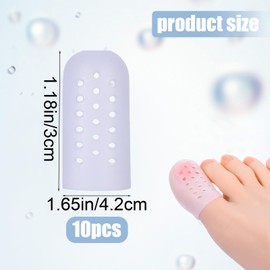 Big Toe Cap Support Breathable Toe Protector Pads Cover Sleeves with Holes Silicone Foot Cushions 10PCS Anti Friction Gel Toes Covering for Corns Rubbing Ingrown Toenail Airflow Orifice Toes Separator