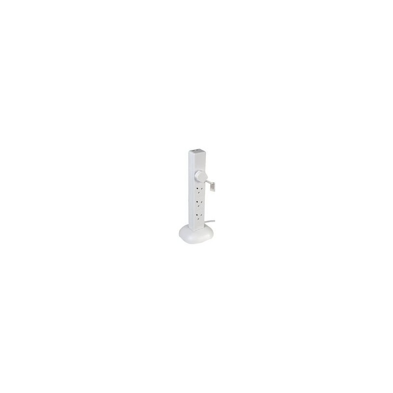 Extension Tower 8 Gang with 2 USB WHT 1M, Power