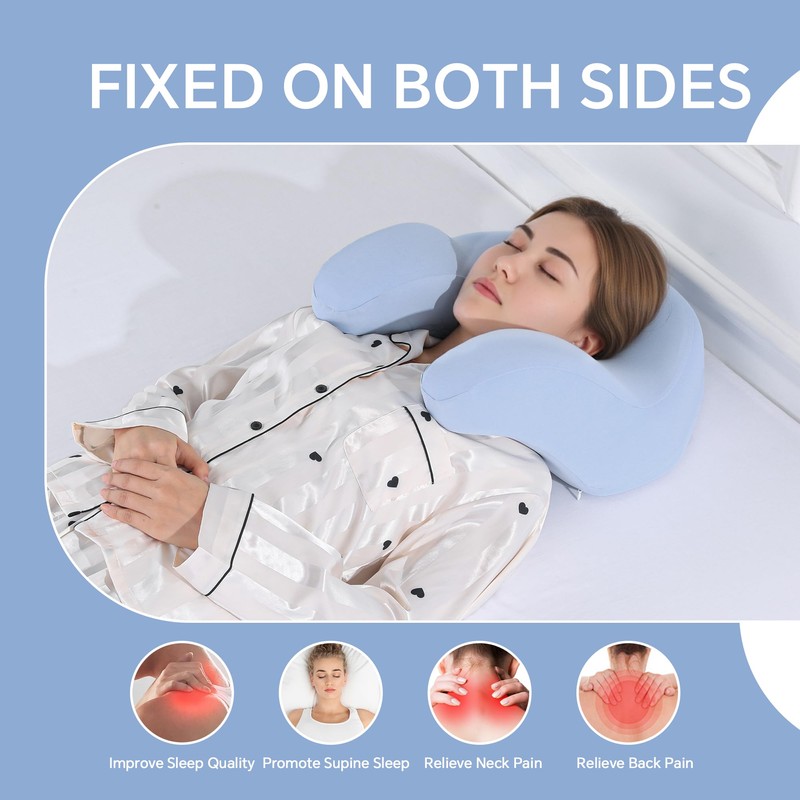 ROYALAY Back Sleeping Training Pillow, Memory Foam Beauty Pillow with