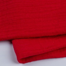 EDGEAM Cotton Fabric Muslin Fabric Double Gauze Width 135 cm Cotton Muslin Fabric Sold by the Metre (Red, 100 x 135 cm)