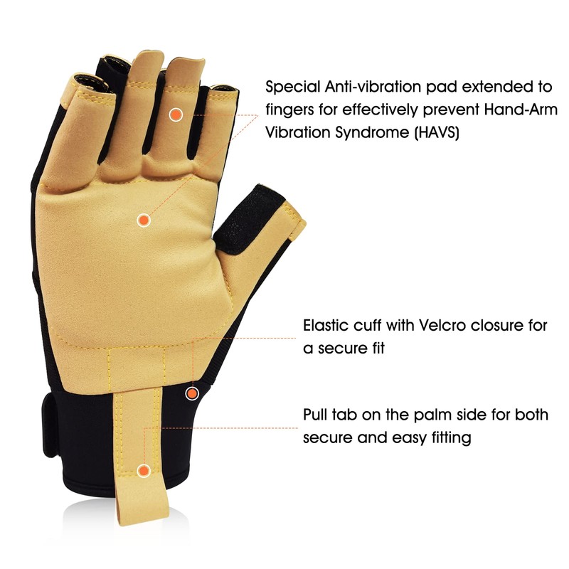 Intra-FIT Professional Anti-Vibration Glove Half Finger EN ISO 10819: 2013