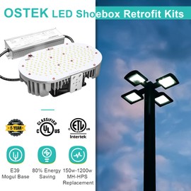 OSTEK 75W LED Shoebox Retrofit Kit, 10125LM 5000K Daylight, E39 Mogul Base LED Replacement for 350W MH/HID, DLC & ETL Listed Retrofit Lamp for Parking Lot, Street Light, Area Lighting