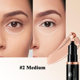 Under Eye Concealer for Dark Circles Puffiness and Fine Lines, Hydrating Brightening Eye Corrector, Full Coverage Radiant Finish (#2 Medium)
