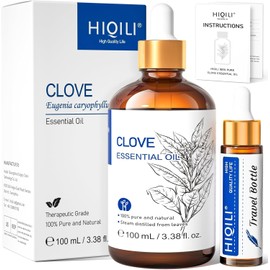 HIQILI 100ml Clove Oil for Teeth and Gums, Oral Care, DIY, Aromatherapy, Skin Care, 100% Pure Natural Premium - -3.38 Fl Oz