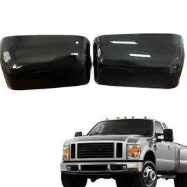 Abagael Glossy Black Top Half Mirror Caps Cover Trim Compatible with 2008-2016 Ford F250 F350 F450 Super Duty Towing Accessories (Black)