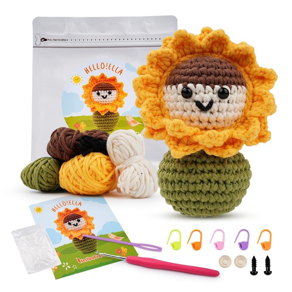 LetCart Beginners Ella Crochet Kit Complete Amigurumi Starter Set with
