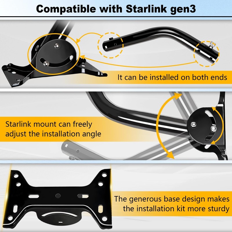 Beciety Starlink Gen 3 Mount, Adjustable Heavy Duty Wall/Roof/Pole Mounting
