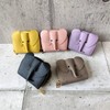 mauve Card Case, Mini Wallet, Genuine Leather, Chabara-Type, Elephant Face,
