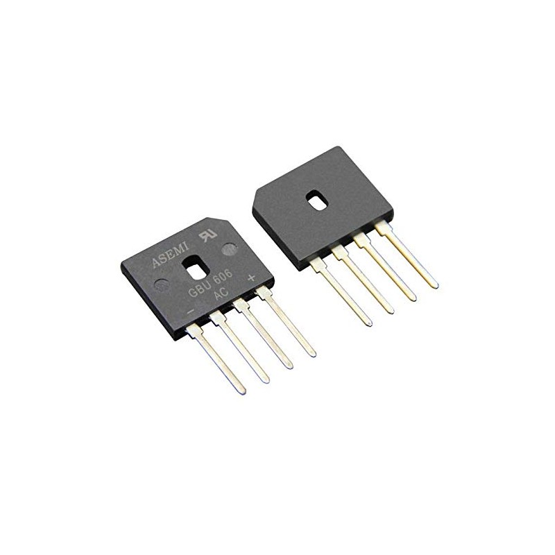 ASEMI 10x GBU606/GBU6J Flat Bridge Rectifier Diode Through Hole 6A