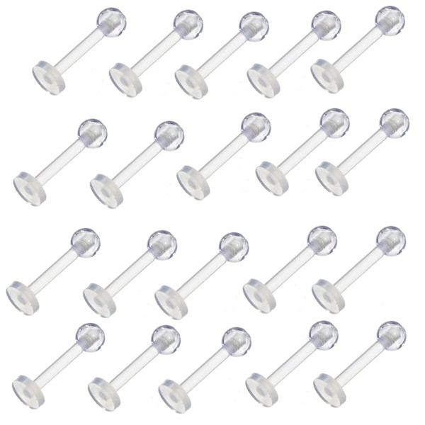 FDCGAS retainers Lip Piercing Plug Retainer Transparent Plastic Ring Retainer