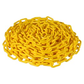 FlexiLink Plastic Chain. Eye-Catching Bright Colors. 2” Link Dia, 50 Ft Length for Safety barriers, Crowd Management, Event Safety, Decoration, Queue Lines. UV Resistant, Waterproof, Yellow, 50 Feet