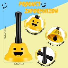Morningro 6 Pcs Call Service Dinner Bell for Desk Classroom Metal Smile Face Bell Diameter Anti Rust for Hotel Restaurant Office School Kitchen Bar(Yellow)