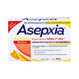 ASEPXIA Farma Azufre Jabón en Barra, Efecto Antiseborréico, elimina y controla la grasa en exceso, Para piel extremadamente seca con imperfecciones, Barra con 100g