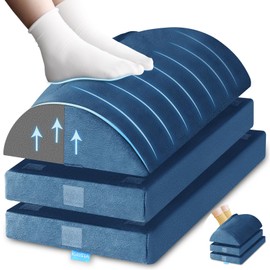 XXL(20in) Foot Rest for Under Desk at Work with 3 Adjustable Heights, Foot Stool with Bamboo Charcoal Foam, Feet Warm Pocket Footrest for Office Gaming Chair, for Leg Support -Blue