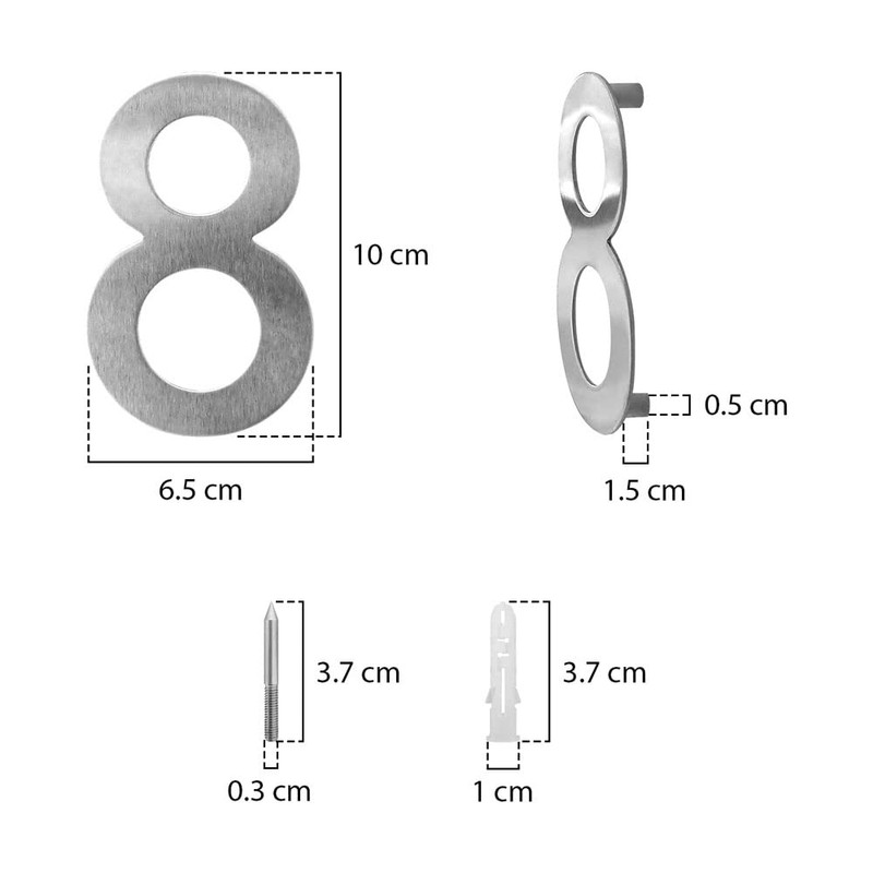 IBOO Stainless Steel Screw On House Number Floating Design House