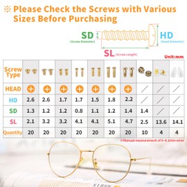 ofone Eyeglass Repair Kit, Glasses Repair Kit with Gold Screws, Eye Glass Nose Pads, Precision Screwdriver Set, Screw Nuts & Tweezers, Fits Sunglasses Eyeglasses Watch Repairing