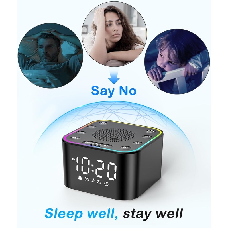 Sound Machine with Alarm Clock: 30 Non-Looping Sleep Sounds -