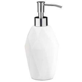 Essentra Home White Soap Dispenser with Chrome Metal Pump 355 mL - Modern White Collection