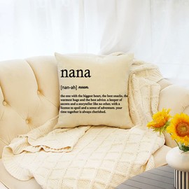 Grandma Gift Throw Pillow Cover, 18 x 18 Inch Happy Mother's Day Nana Gift Cushion Case Decoration for Sofa Couch