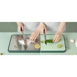 Blivorra Stainless Steel Reversible Cutting Board Large size- Double-Sided Stainless Steel and Wheat Straw Cutting Board for Kitchen | MEAT | FRUITS | VEGETABLES | 16X11 Inches