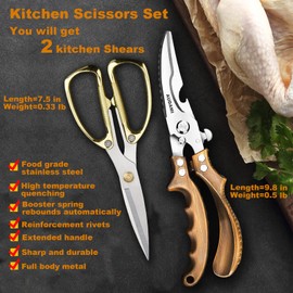 AUDAMI Premium Kitchen Shears 2-Pack Heavy Duty Poultry & Meat Scissors, Bone Shears for Cooking