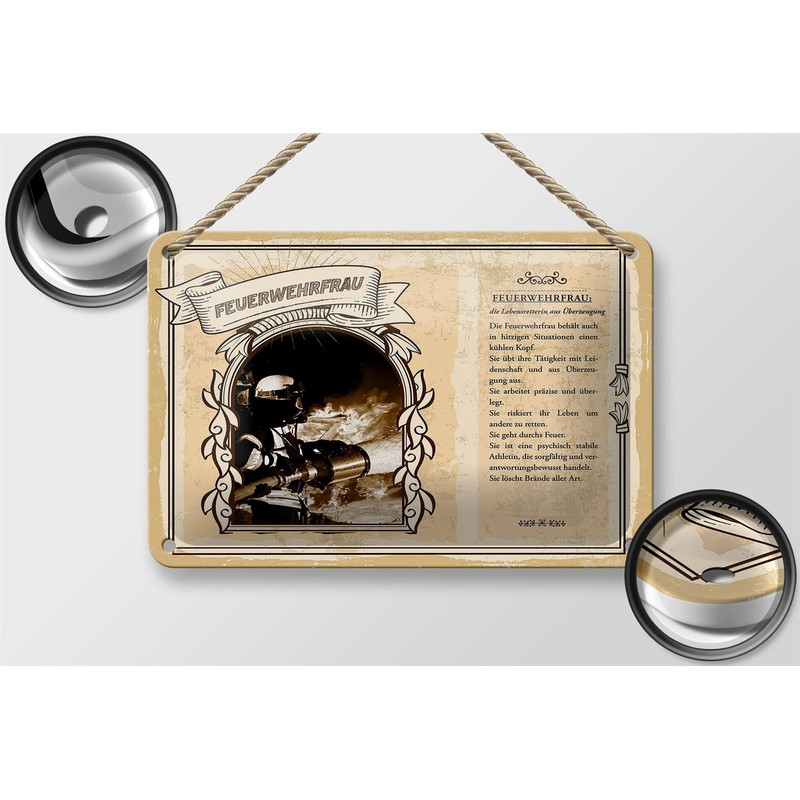 FEMER Tin Sign 18 x 12 cm Fireman Life Saver