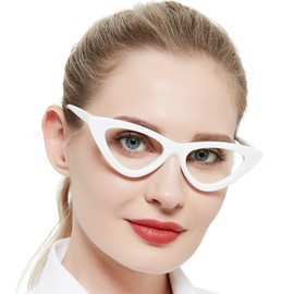 WEMOOTANTS Cat Eye Blue Light Blocking Reading Glasses Women Filter UV Computer Readers 1.0 1.5 2.0 2.5 3.0 3.5 (White,1.00)