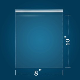 200 Count - 8" x 10" Self Seal Clear Cello Cellophane Resealable Plastic Poly Bags for Photo, Jewelry, Bakery, Treats, Party Favors