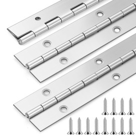 3 pcs Piano Hinges 12 in Stainless Steel Continuous Hinge Thick Long Piano Hinges with Holes Heavy 1 Duty Stainless Piano Furniture Hinges for Cabinet Door Cases Woodworking DIY projec