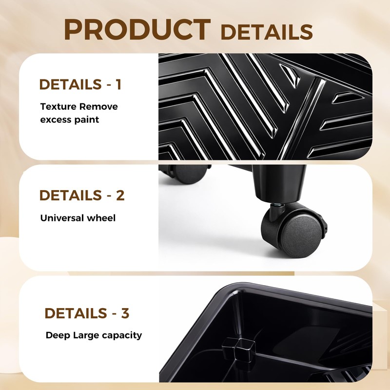 20 Inch Rolling Paint Tray with Wheels, Large Capacity &