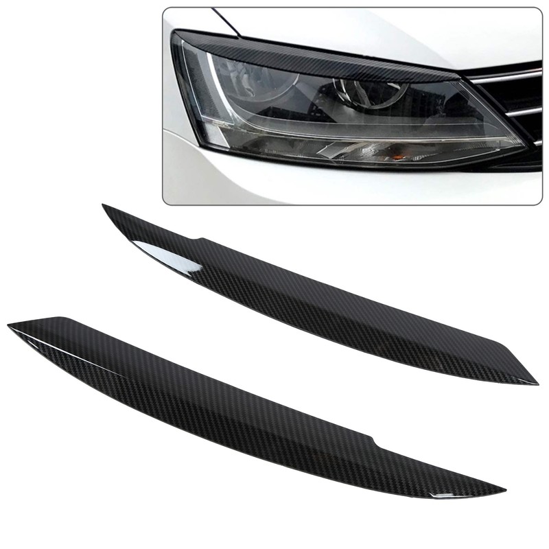 2PCS Car Headlight Eyebrows Carbon Fiber Style Left Right Replacement