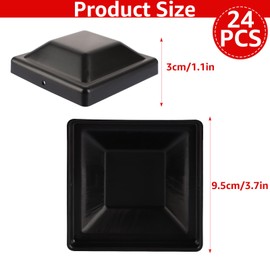 WOPPLXY Pack of 24 Post Caps, 9 x 9 cm Fence Post Caps with Screws, Black Plastic Cover Caps for Fence Posts