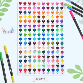 Ohuhu Markers for Adult Coloring Books No Bleeding 160 Colors Water-based Dual Tips Fineliner & Brush Coloring Markers for Kids Adults Beginners Drawing Pens for Journaling Lettering - Maui - Black