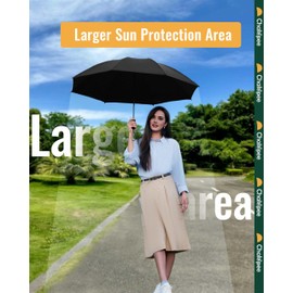 Chakipee Umbrella Windproof Strong Compact Black Umbrellas - Automatic Umbrella for Women and Men, Portable Folding UV Umbrella for Travel - Fits Car & Backpack for Sun, Wind and Rain