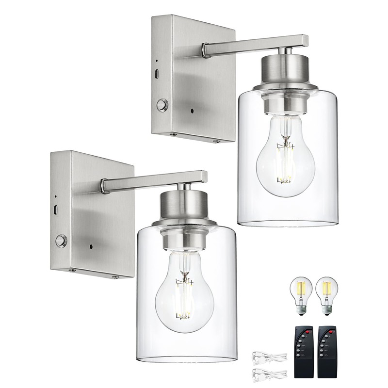 Rayogale Battery Operated Wall Sconce Set of 2, Rechargeable, Cordless,