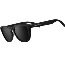 Arjien Square Polarized Sunglasses for Women Men, UV400 Protection, Ideal for Running Golf Driving Beach (Black Frame & Black Lens)