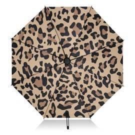 Kjovgcb Automatic Umbrella, Extra Large 3-Fold 8 Ribs Travel UV Protection Sun Parasol, Strong Inner Print Rain Folding Umbrella Print Leopard Skin Dots Animal Texture Print Print