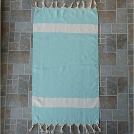 Dandelion - Diamond Pattern - Set of 2 Naturally-Dyed Cotton Turkish Hand Towels Peshkir - 35x19 Inches - Nile Green